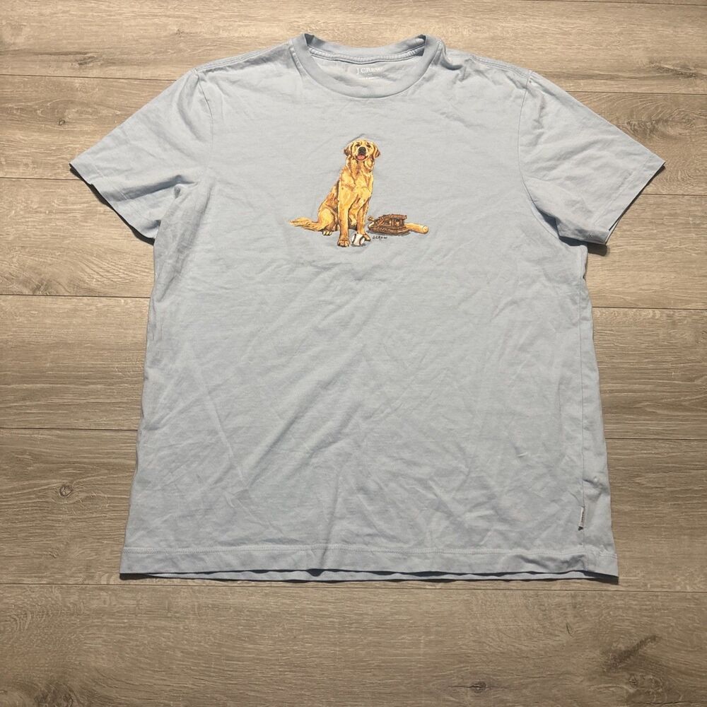 J.Crew Golden Retriever Baseball Dog Graphic T-Shirt Men’s Medium Blue Cotton